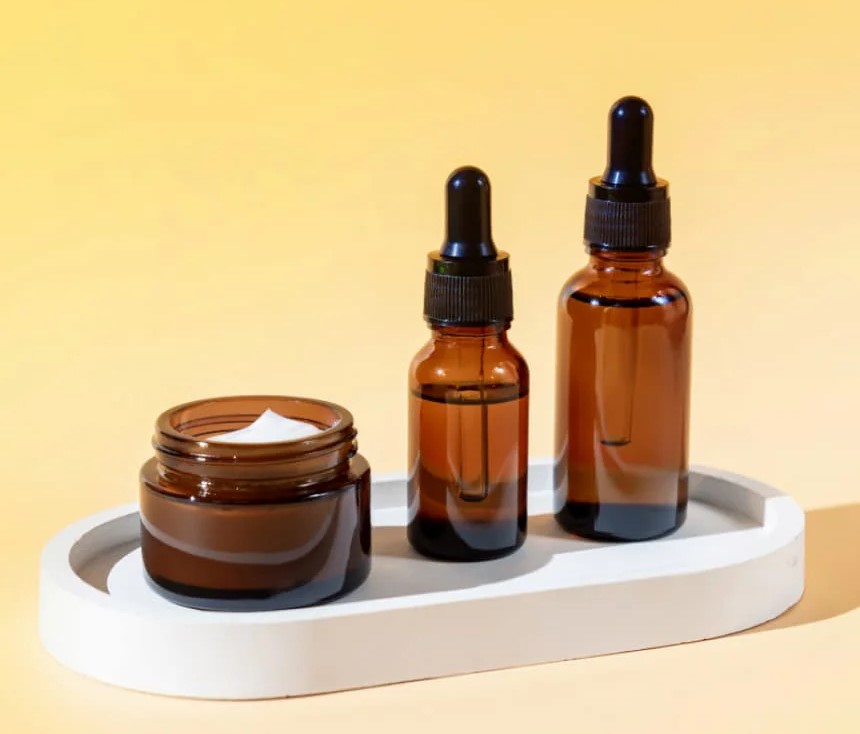 Premium amber glass bottles and jars collection